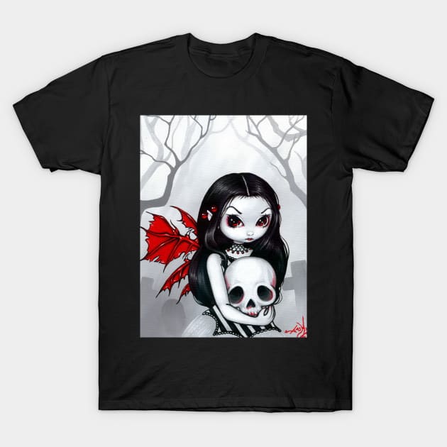 Creepy Cute Goth Fairy Girl with Skull T-Shirt by Wanderer Bat